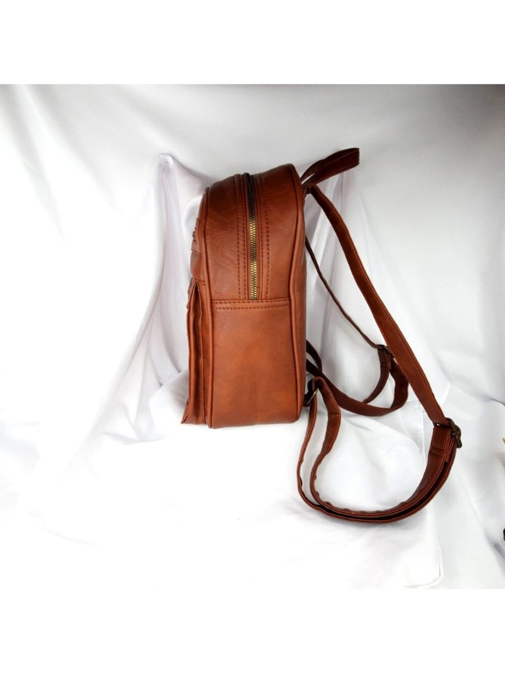 White Mountain Womens Tan Brown Faux Leather Backpack With Floral Embroidery NWT - Picture 6 of 9